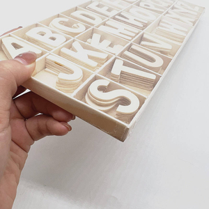 Juego de Letras del Alfabeto de Madera sin Acabado, 26 Letras, Rodajas de Madera con Bandeja de Almacenamiento para Manualidades, Educación Infantil, Decoración, OEM - Product Image 2