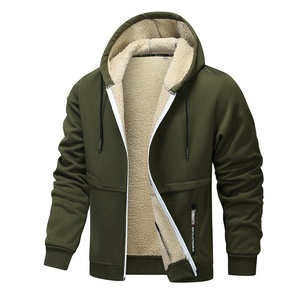 Custom Men's Winter Zippered <b>Warm</b> <b>Jacket</b>, Custom Hooded Sweatshirt, Men's Solid Color Hooded <b>Jacket</b> - Product Image 3
