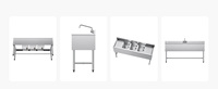 Évier de cuisine commercial en acier inoxydable 304 poli, certifié NSF, capacité de charge de 300 kg/m, pieds réglables en hauteur