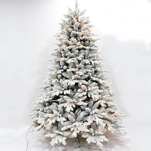 PEPVC混合雪人工木白色LEDクリスマスツリーライトと雪の効果arbol de navidadクリスマスデコレーション