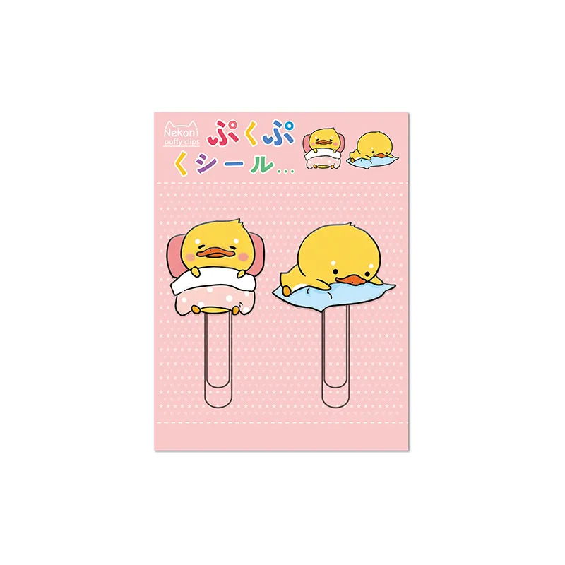 Nekoni Office Stationery Binder Paper Clips Duck Paperclip Page Marker PVC Bookmark Kawaii for 3D Bookmark