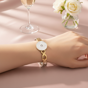 Bracciali e braccialetti di cristallo in acciaio inossidabile placcato oro - Product Image 3