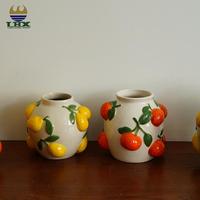 Vas Keramik Hiasan Meja Desain Buah Jeruk Kreatif untuk Dekorasi Rumah dan Rangkaian Bunga