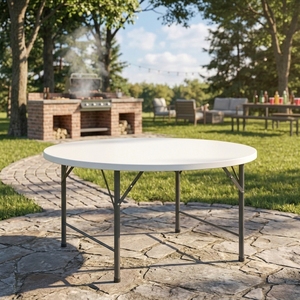 <span class=keywords><strong>Table</strong></span> <span class=keywords><strong>de</strong></span> banquet <span class=keywords><strong>pliante</strong></span> ronde blanche <span class=keywords><strong>de</strong></span> 1,5 m en PEHD moulé par soufflage, robuste, étanche, portable, pour extérieur et intérieur, vente en gros - Product Image 1