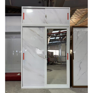 Modèles personnalisés <span class=keywords><strong>Porte</strong></span> <span class=keywords><strong>coulissante</strong></span> en acier Almirah Armoire à vêtements Casier <span class=keywords><strong>de</strong></span> rangement Armoire avec dessus Armoire en métal Chambre à coucher - Product Image 1