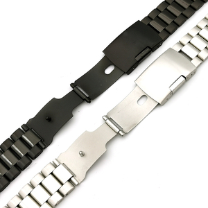 3 cuentas 18 20 22mm extremo curvo metal sólido Acero inoxidable <span class=keywords><strong>reloj</strong></span> banda <span class=keywords><strong>reloj</strong></span> pulsera con hebilla de despliegue - Product Image 5