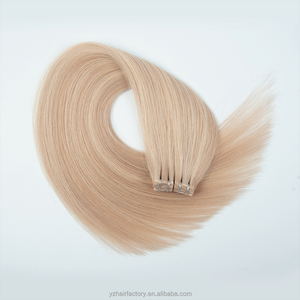 Extensions de cheveux vierges humains blonds européens de qualité supérieure, double épaisseur, à bandes adhésives longues en PU - Product Image 2