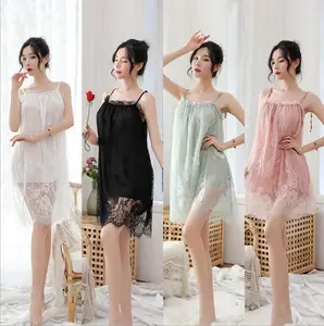 Nightgown Sexy Lingerie for Women Nightwear Lace Chemise Sleeveless Camisole Slip Dress Sleepwear