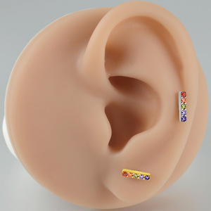 G23 Titanium Alloy <b>Opal</b> Internal Thread Lip <b>Stud</b> <b>Earring</b> Plant Shape Stainless Steel Fashion Piercing Jewelry - Product Image 3