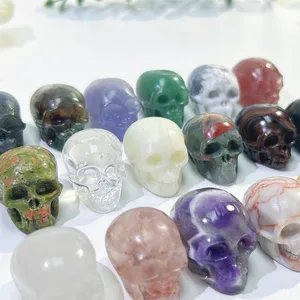 Wholesale Natural Crystal Carving Crafts Animal Product Polished Xiuyu Mixed Mini Skulls For Gift Children