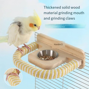 Roestvrijstalen Vogelvoeder Met Voedseldoos Papegaai Speelsteun Platform Slijpklauwstandaard-Accessoire Voor Vogelkooien Nieuw Product - Product Image 4