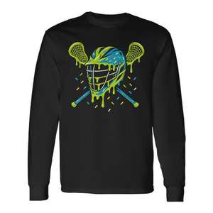 T-shirt à manches longues pour jeunes Lacrosse Ice Cream Drip Helmet Stick - Product Image 1