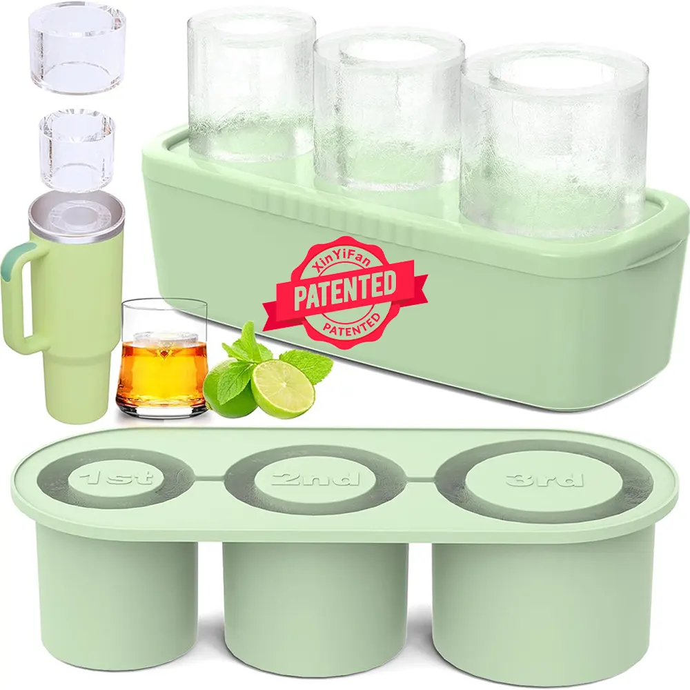 Conjunto de bandejas de cubos de gelo personalizadas de silicone para fazer cubos de gelo grandes e redondos, acessórios para copos Stanley, de qualidade alimentar