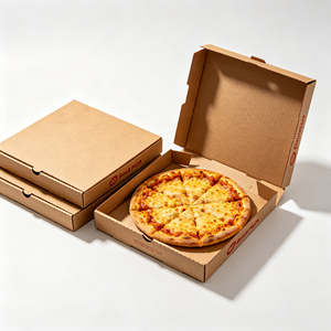 Cajas de <span class=keywords><strong>Pizza</strong></span> Cuadradas Ranuradas para Entrega a Domicilio, Impresas Personalizadas con Laminación Mate, Desechables, Corrugadas, Biodegradables, de Papel Kraft, al por Mayor - Product Image 6