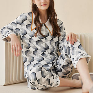 Özel uzun kollu kadınlar, tüyler ile ipek pijama lüks devekuşu tüyü kürk kırpma saten pijama parti pijama setleri/ - Product Image 4