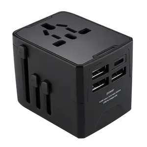 Adaptador de viagem para mundo, carregador de energia com 3usb + adaptador de viagem tipo c tessan