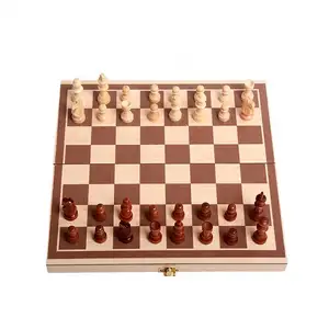 BSCI factory customized logo package Wooden chess board game set of classic game for kids and adults