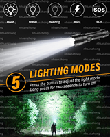 Lampe torche LED, lampe torche à piles, rechargeable par USB, XHM 70.2 LED, lampe torche extrêmement lumineuse