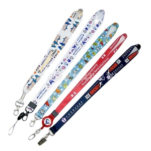 Promotional Gift Custom Color Polyester Nylon Lanyard Free Custom Logo Silk Screen Printing Hook Key Ring for ID Badge Holder