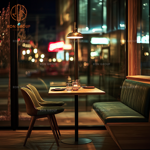 Meubles de restaurant commerciaux sur mesure Ron Group, sièges en cuir rembourrés, chaise confortable en tissu, <span class=keywords><strong>table</strong></span> carrée en bois - Product Image 3