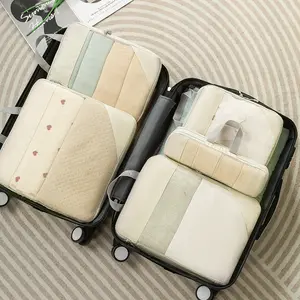 Mesh Luggage Tragbare leichte Koffer tasche Anpassung 5PCS Komprimierte Verpackungs würfel RPET Travel Storage Organizer Set