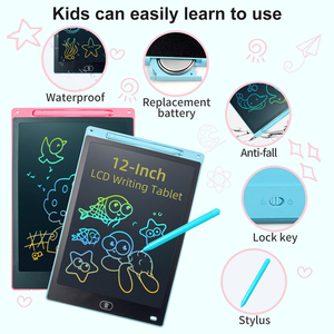 Tablette d'écriture numérique LCD pour enfants, personnalisable, multicolore, 12 pouces, très vendue, pour <span class=keywords><strong>dessin</strong></span> <span class=keywords><strong>et</strong></span> gribouillage - Product Image 3