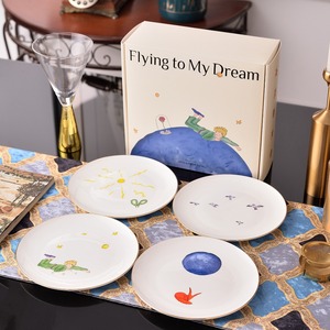 Service de table occidental 4 pièces en porcelaine fine de 10 pouces, assiettes peu profondes, coffret cadeau, couleur personnalisable, compatible lave-vaisselle - Product Image 1