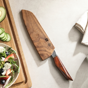 Juego de cuchillos Santoku profesionales XINZUO de 3 estrellas, inspirados en chefs, de acero damasco en polvo, con mango ergonómico de palisandro. - Product Image 5