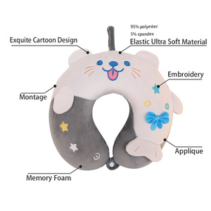 Cuscino da Viaggio a U in Memory Foam Puro con Ricamo Animale Cartone Animato Design Genitorialità, Antistatico 300TC, per Aereo - Product Image 2