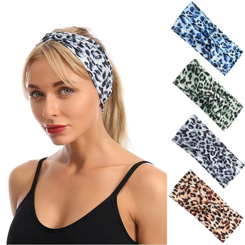 Европейская и американская креативная перекрестная повязка для волос с леопардовым принтом спортивная повязка на голову для мытья лица женский головной Убор