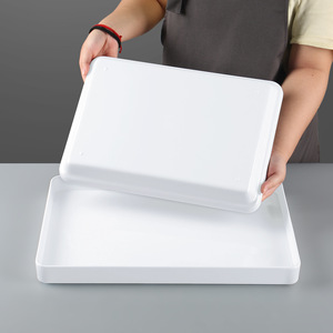 Melamine rectangular plate, commercial braised meat and cooked food <b>tray</b>, <b>large</b> white <b>plastic</b> deep plate, cold dish display - Product Image 1
