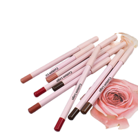 Lápiz Delineador de Labios Cremoso Automático, Resistente al Agua, Tamaño Viaje, Vegano, Marrón Rosado, Caja de Papel Personalizada con Etiqueta Privada