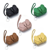 Dompet Koin Mini Gajah Lucu Dompet Gantungan Kunci Kulit PU Kantong Ritsleting Portabel untuk Earphone Kartu Kunci Aksesori Kecil