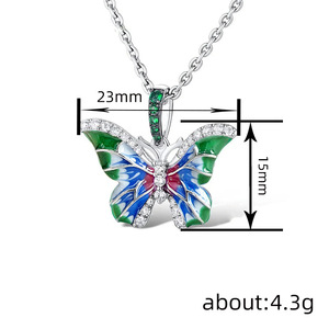 Collana con ciondolo a forma di farfalla, placcata in argento, in lega di zinco, con zirconi cubici, gioielli da donna per l'uso quotidiano, regalo - Product Image 5