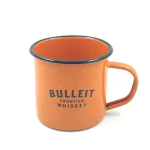 300ml orange Farbe leere Emaille Metall Tasse mit Logo