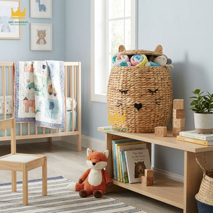 Panier de rangement en rotin, design visage de chat, forme ronde, style dessin animé, pour chambre d'enfant, prix usine - Product Image 4