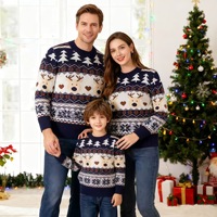 Nouveau pull de Noël assorti pour la famille, personnalisé OEM, en jacquard tricoté, motif dessin animé, pour adultes, enfants et tenues parent-enfant