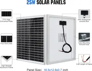 Özel küçük mono güneş panelleri 12v 25w cam güneş paneli 40W 50W 100W 120W güneş paneli