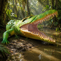 Modèle de crocodile animatronique demi-corps, bras détachables, mouvement de la bouche, décoration animatronique pour parcs d'attractions et zoos