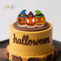 Adornos de Pastel con Cabeza de Calabaza 3D Hechos a Mano, Material de Azúcar Comestible, Decoración para Cupcakes y Postres para Fiestas de Halloween