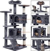 Menara Pohon Kucing Mewah Grosir Ramah Lingkungan Bahan Kayu Kertas Sisal Mainan Hewan Peliharaan Mewah Fitur Penggaruk dan Panjat untuk Kucing