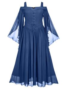 Robe midi d'été Renaissance pour femmes Cottagecore Sleeveless Sweetheart Lace Up Dress - Product Image 2