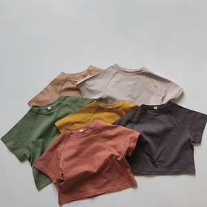 T-shirts unis pour enfants, garçons, filles, bébés, tout-petits, vêtements en coton de couleur unie, t-shirt oversize pour garçon - Product Image 2