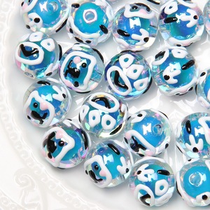 Perles acryliques peintes à la main de couleur crème Lucite à trou droit bijoux à bricoler soi-même faisant des matériaux chaînes de téléphone portable accessoires - Product Image 1