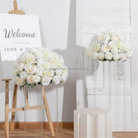 Centres de table pour décoration de mariage Décoration de boule de fleur de rose artificielle rouge profond Décor de boule de fleur rouge 4D 50cm 60cm