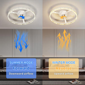 Nordic Minimalist Acrylic LED <b>Fan</b> with 5 Blades 6 Wind Speeds Remote Control BLDC Motor <b>Silent</b> Stepless Dimming Outdoor Home Use - Product Image 2