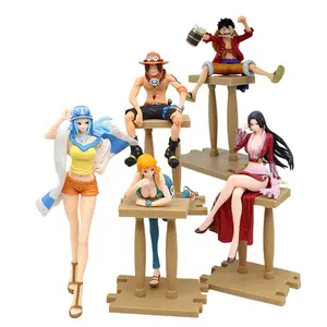 Figuras de Unisex PVC Anime Character Models Hot Nami/Luffy/Ace Sitting Bar Action Figures Inspired by Cartoon