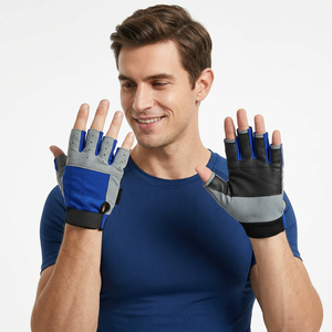 Guantes de Cuero Transpirables y Ligeros de Medio Dedo, con Cierre, para Protección de Manos, Antideslizantes, Unisex, para Gimnasio y Fitness - Product Image 1