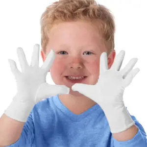 环保竹伸缩布抗菌自然疗法普通家用儿童白色湿疹手套