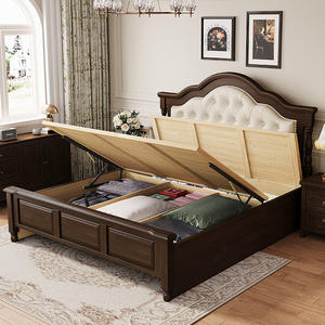 Giường ngủ gỗ nguyên khối phong cách Mỹ cổ điển, giường đôi 1,8 mét dành cho phòng ngủ chính, nội thất hiện đại tối giản - Product Image 5